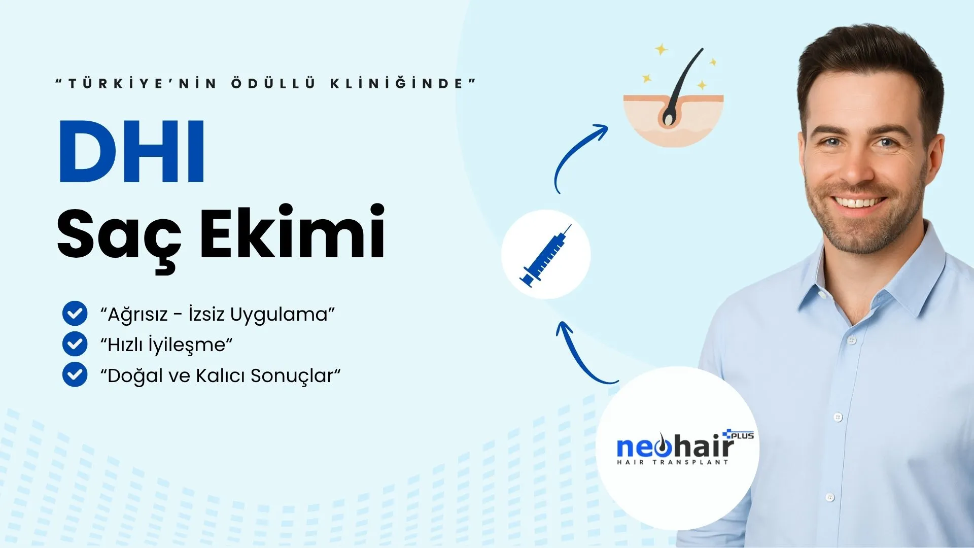 DHI saç ekimi yöntemiyle doğal görünümlü saç kazanımı sağlayan hasta