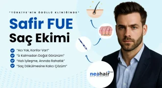 Safir uçlu mikro aletlerle yapılan hassas Safir FUE saç ekimi işlemi, doğal ve yüksek yoğunluklu saç çıkışı sağlar.