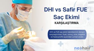 DHI ve Safir FUE tekniklerinin tüm yönleriyle karşılaştırması: yoğunluk, doğallık, iyileşme, fiyat ve hasta profili özellikleri.