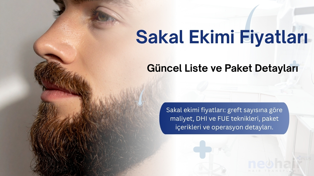 Sakal ekimi fiyatları 2026: greft sayısına göre maliyet, DHI ve FUE teknikleri, paket içerikleri ve operasyon detayları.