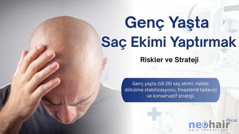 Genç yaşta (18-25) saç ekimi: riskler, dökülme stabilizasyonu, finasterid tedavisi ve konservatif strateji.